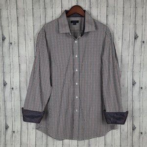 Ziggurat Button Shirt Men's 2XL Flip Cuff Long Sleeve
